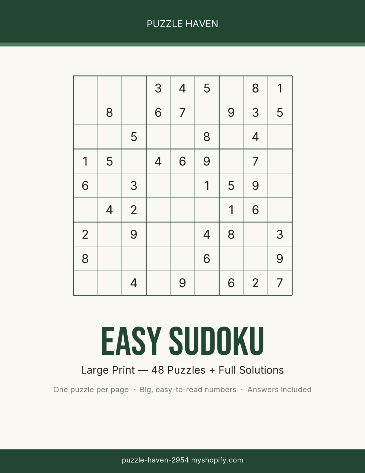 Large Print Sudoku Book for Adults cover